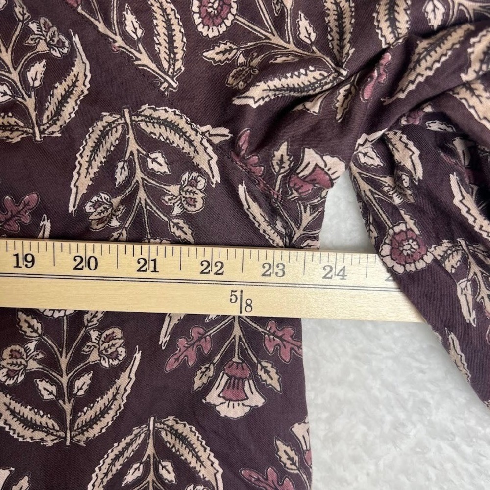 Pure Jill J. Jill Womens Large Plum Floral Woodblock Print V-Neck Blouse Top L - Picture 5 of 6